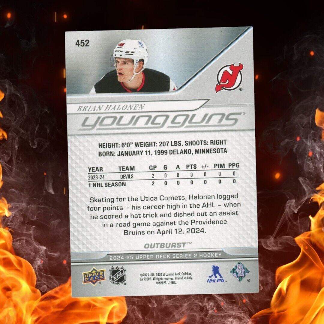 2024-25 Upper Deck BRIAN HALONEN Outburst Silver Young Guns #452 SP