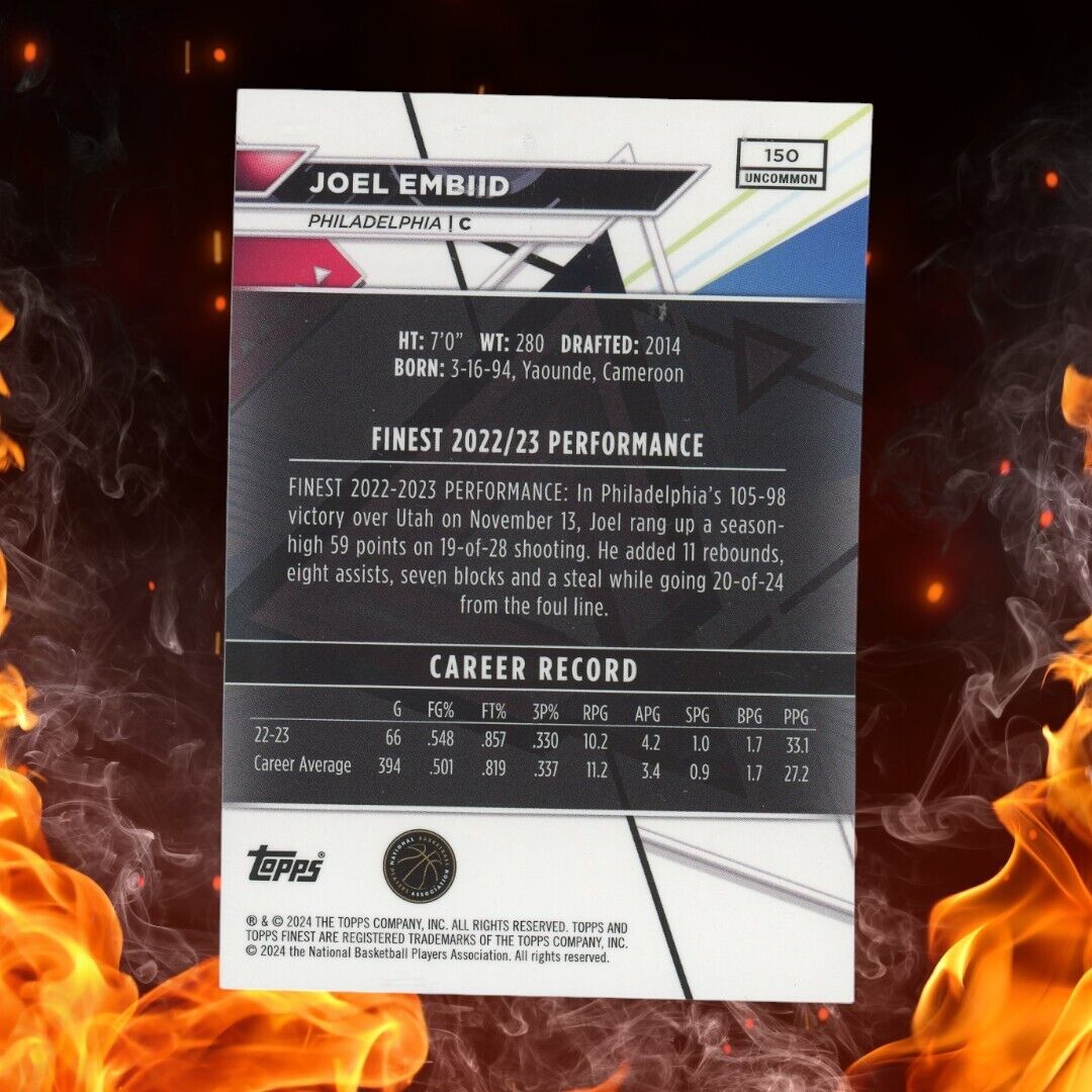 2023-24 Topps Finest Basketball JOEL EMBIID /20 Black Refractor #150 Uncommon
