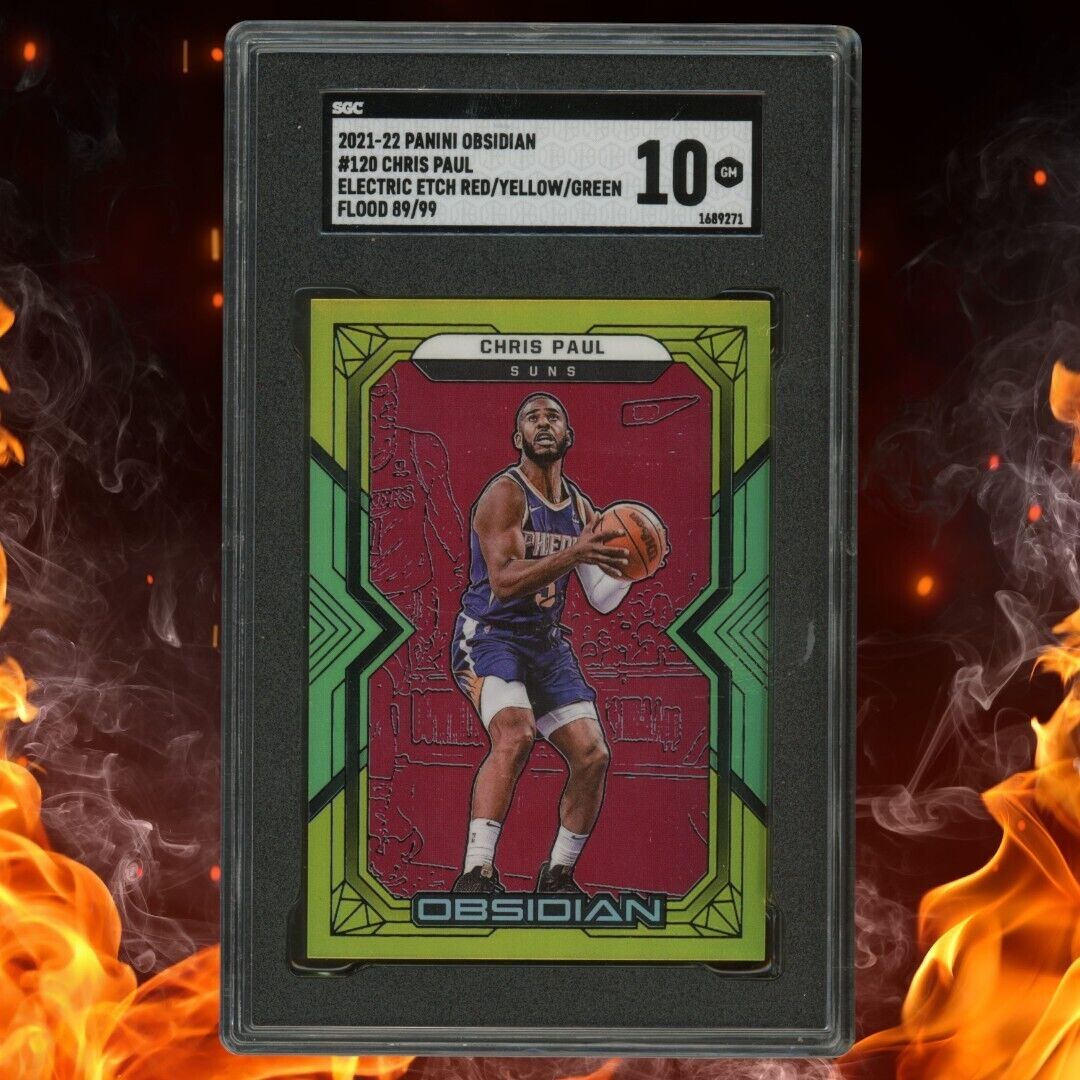 2021-22 Panini Obsidian CHRIS PAUL /99 Electric Etch Red / Yellow / Green SGC 10