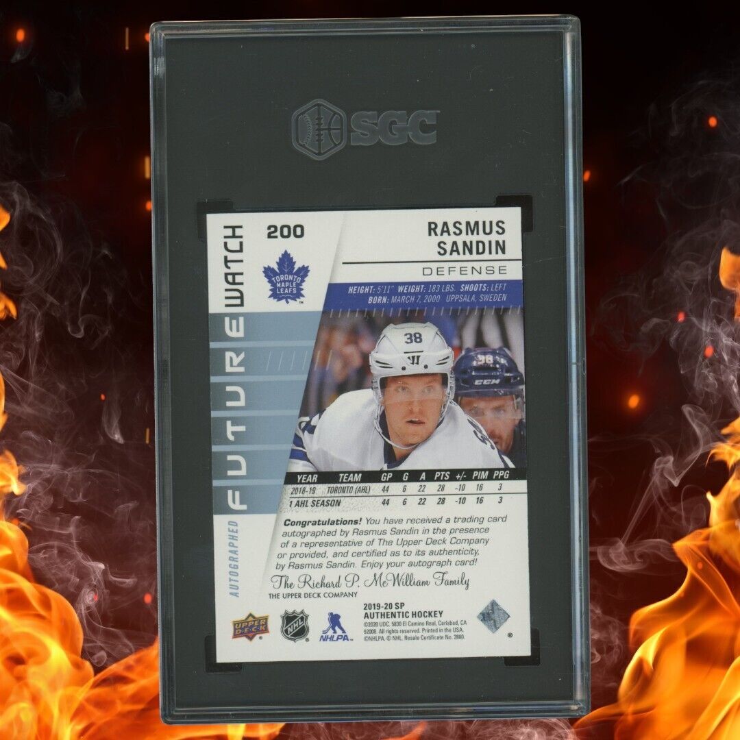 2019-20 SP Authentic RASMUS SANDIN Future Watch Auto /999 SGC 9 #200