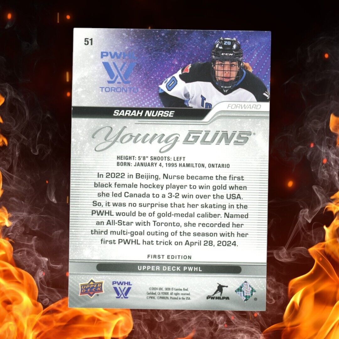 2024-25 Upper Deck PWHL SARAH NURSE Outburst Silver Young Guns #51 SP
