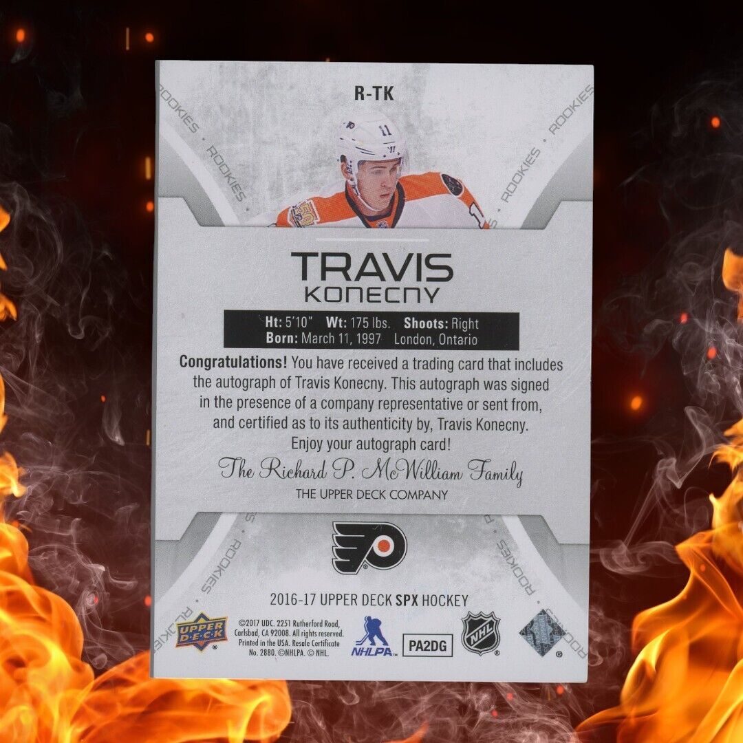 2016-17 Upper Deck SPx TRAVIS KONECNY Rookie Auto /165 #R-TK