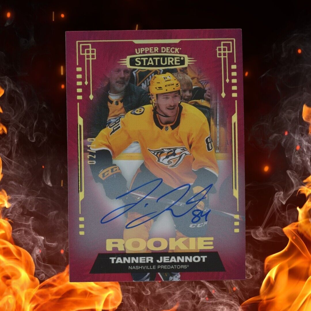 2021-22 Upper Deck Stature TANNER JEANNOT Rookie Auto /10 Red #188