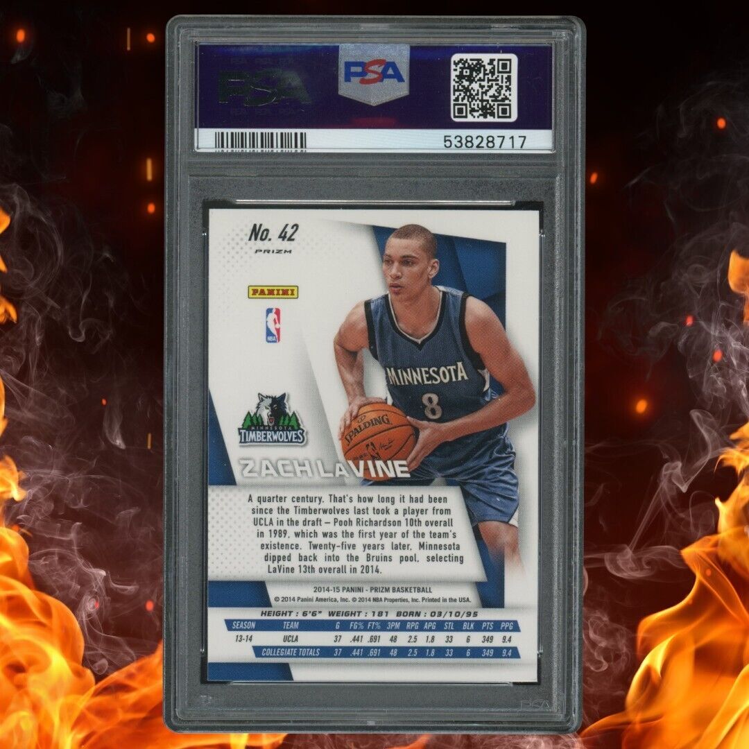 2014-15 Panini Prizm ZACH LAVINE Rookie SP Variations Silver Prizm PSA 10 #42