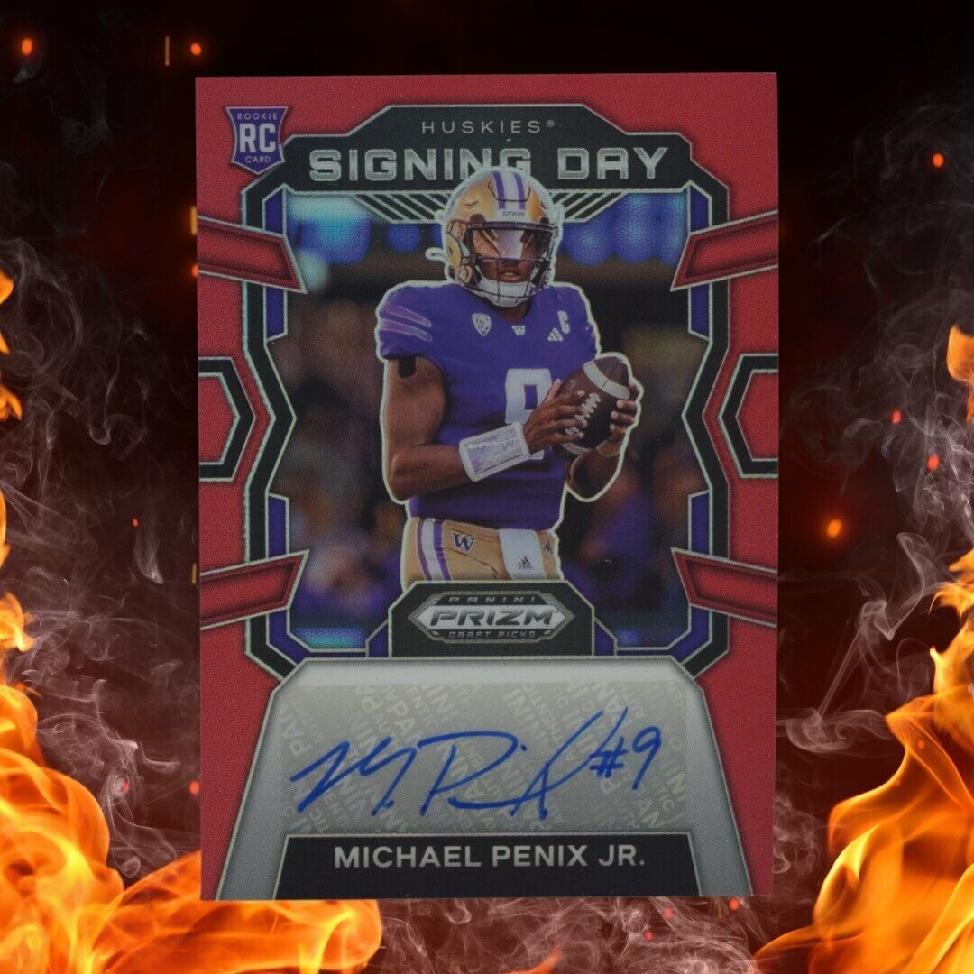 2024 Panini Prizm Draft Picks MICHAEL PENIX JR. Signing Day Rookie Auto /199 Red