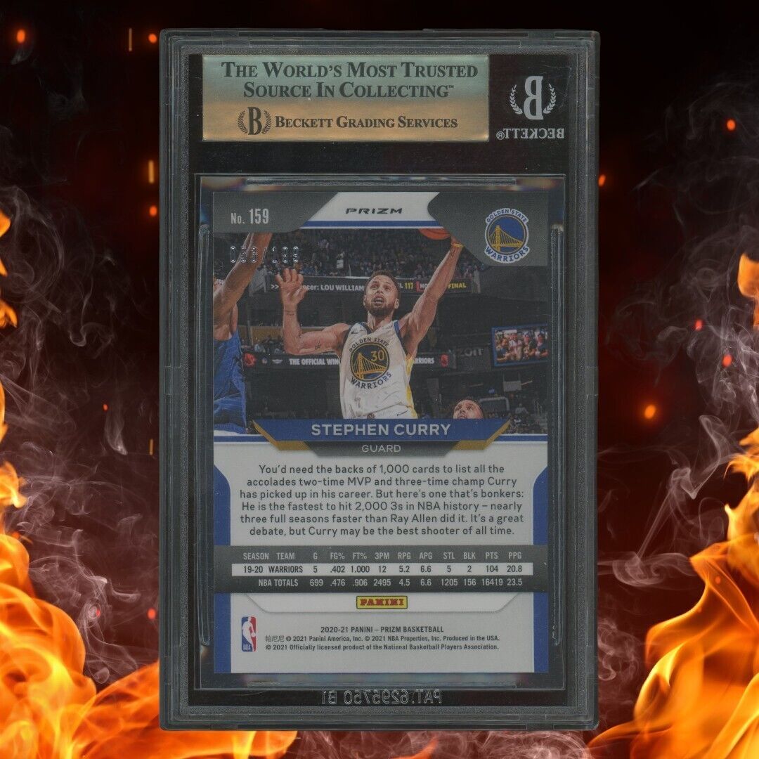 2020-21 Panini Prizm STEPHEN CURRY /199 Blue Prizm BGS 9.5 #159