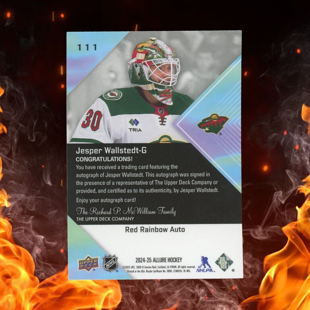 2024-25 Upper Deck Allure JESPER WALLSTEDT Rookie Auto Red Rainbow #111