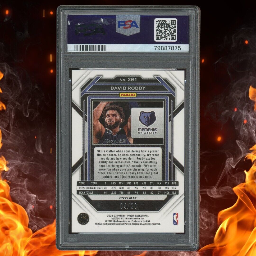 2022-23 Panini Prizm DAVID RODDY Rookie /20 Purple Choice PSA 10 #261
