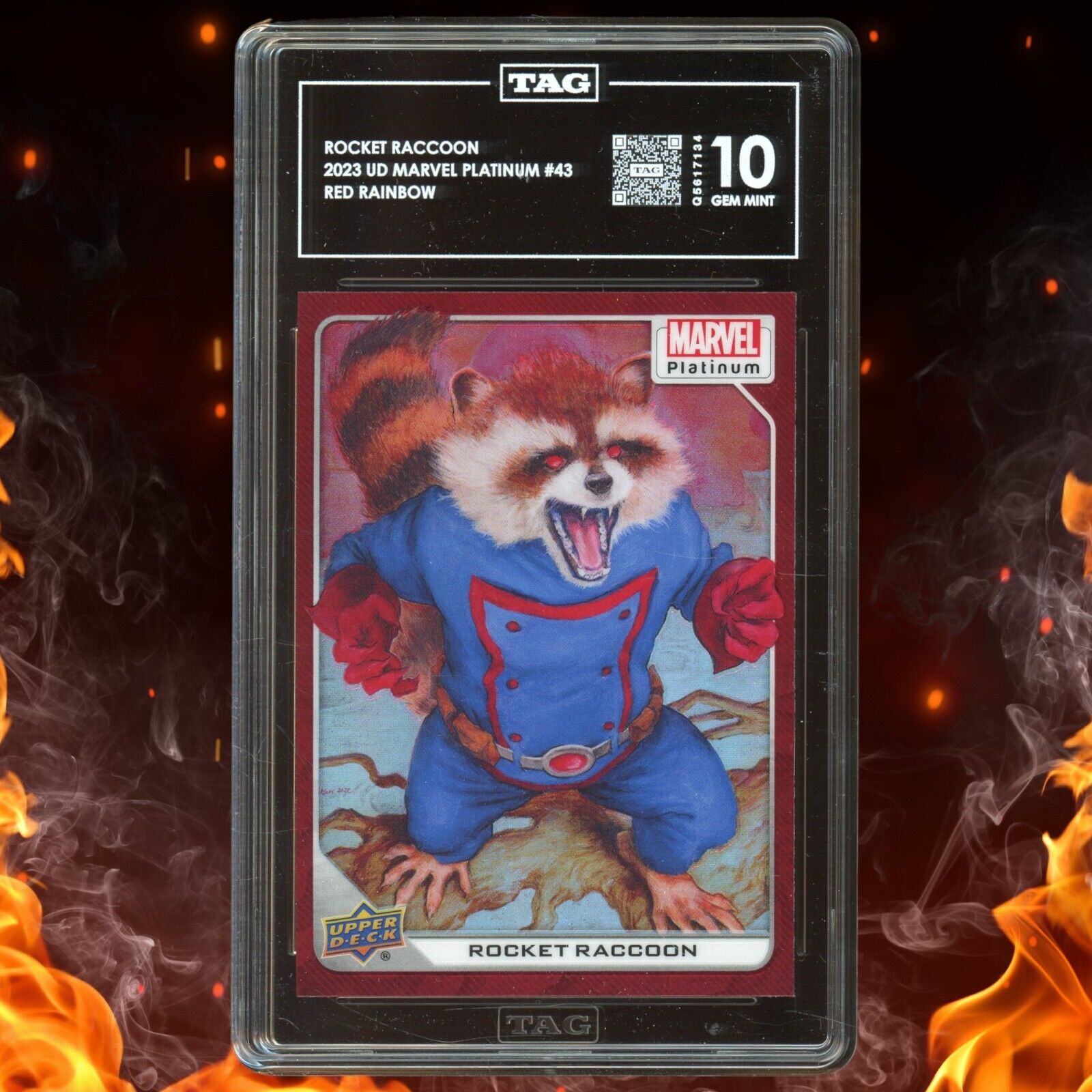 Upper Deck Marvel Platinum ROCKET RACCOON Red Rainbow TAG 10 #43