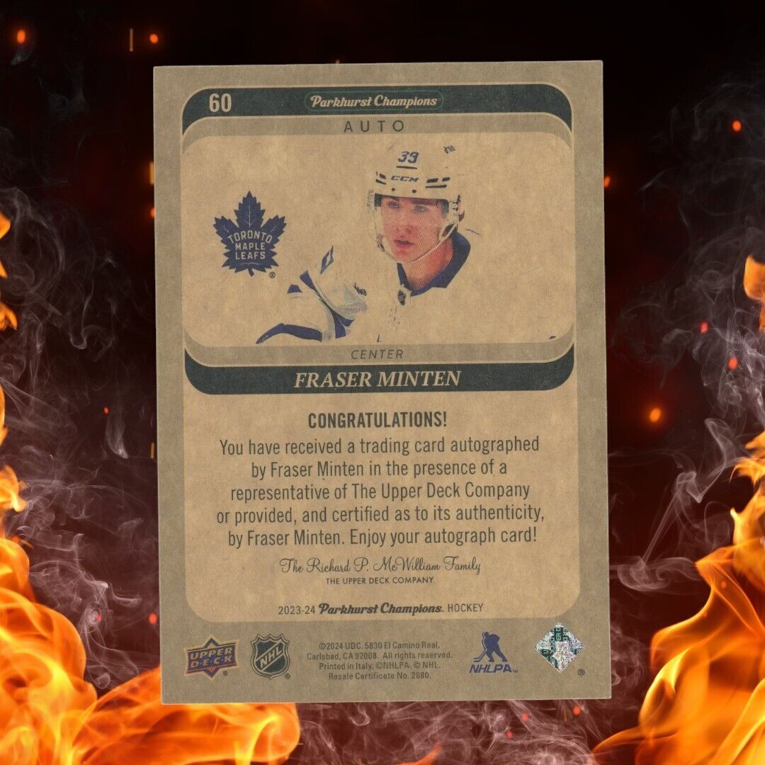 2023-24 Parkhurst Champions FRASER MINTEN Rookie Auto #60