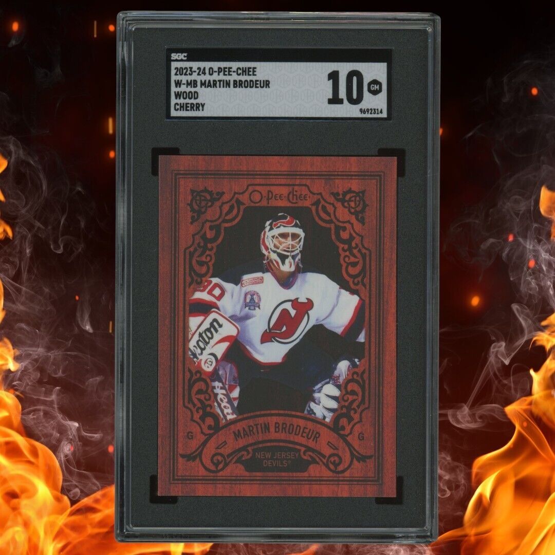 2023-24 O-Pee-Chee MARTIN BRODEUR Wood Cherry SGC 10 #W-MB SSP Case Hit