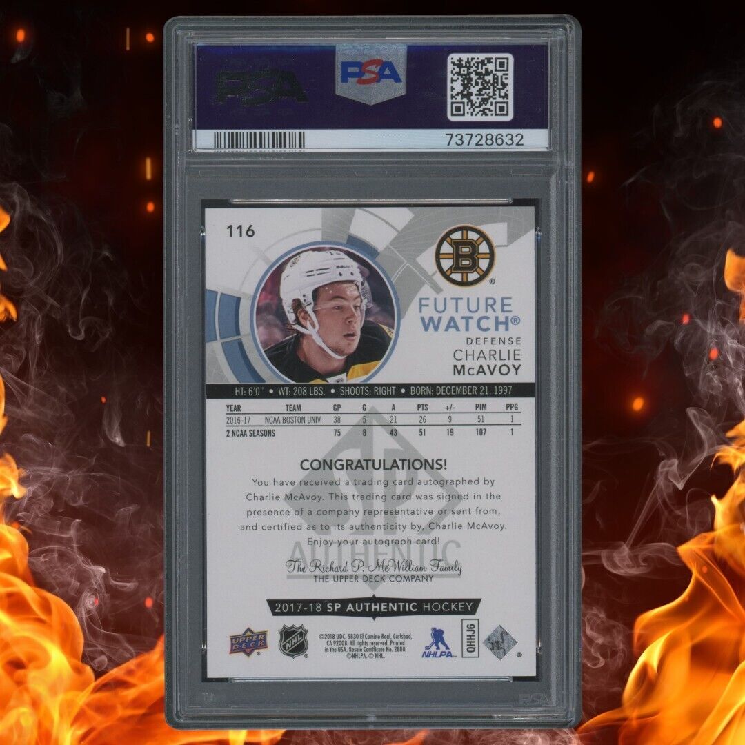 2017-18 SP Authentic CHARLIE MCAVOY Future Watch Auto /999 PSA 10 #116 Rookie