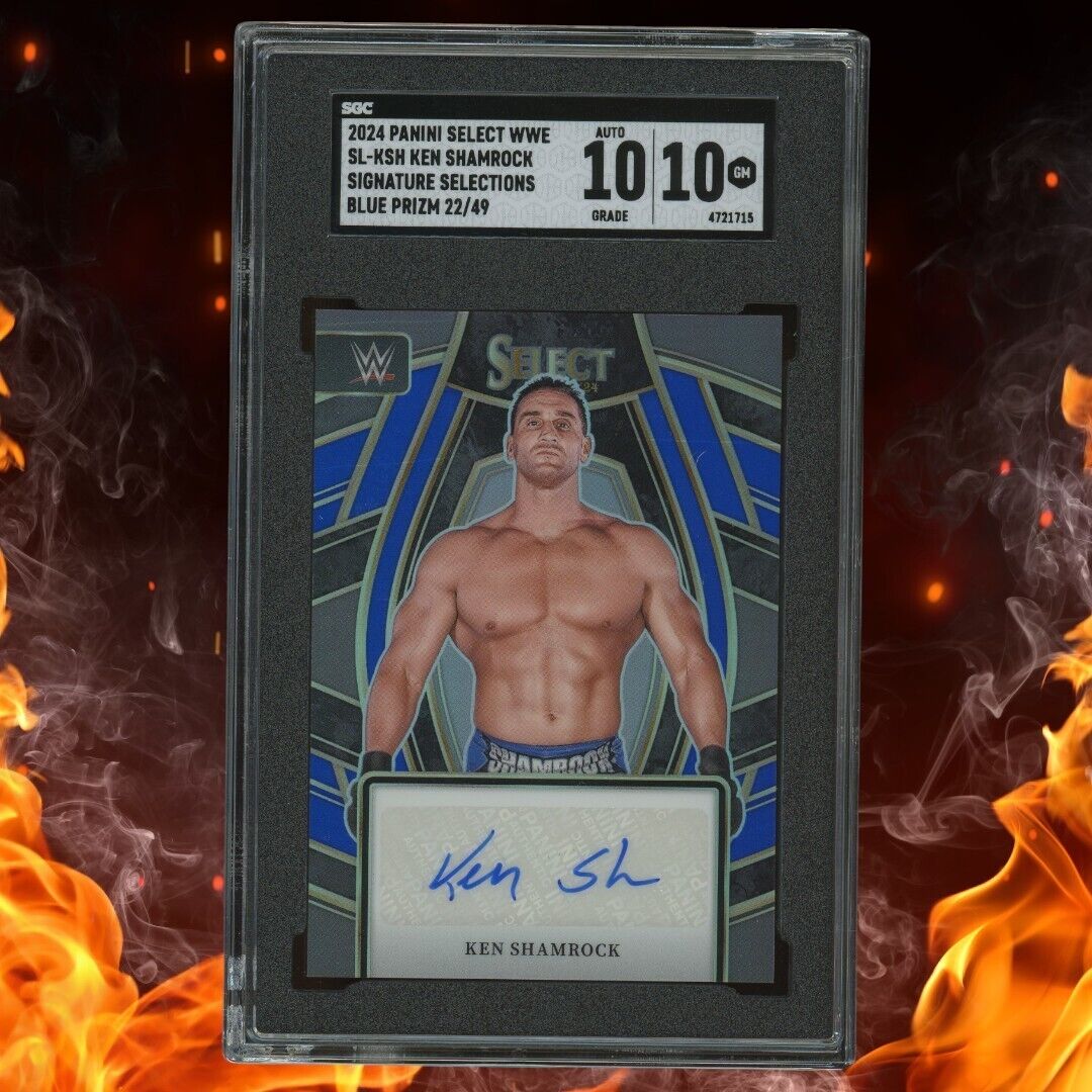 2024 Panini Select WWE KEN SHAMROCK Signature Selections /49 Blue Prizm SGC 10