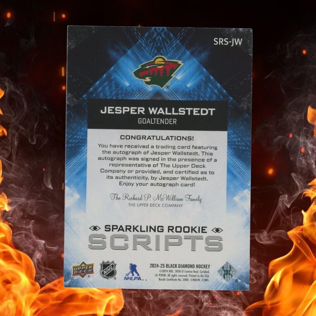 2023-24 Upper Deck Black Diamond JESPER WALLSTEDT Rookie Sparkling Scripts Auto
