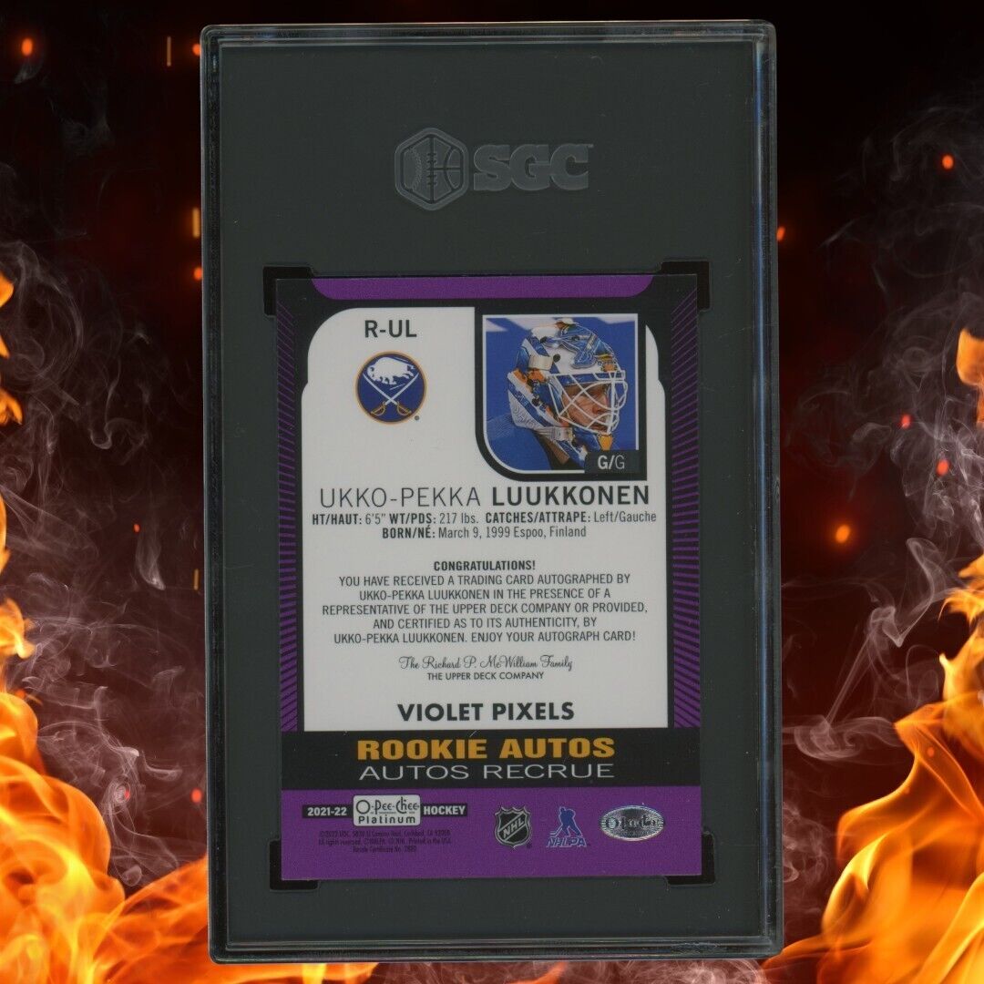 2021-22 OPC Platinum UKKO-PEKKA LUUKKONEN Rookie Auto Violet Pixels SGC 9.5 #RUL
