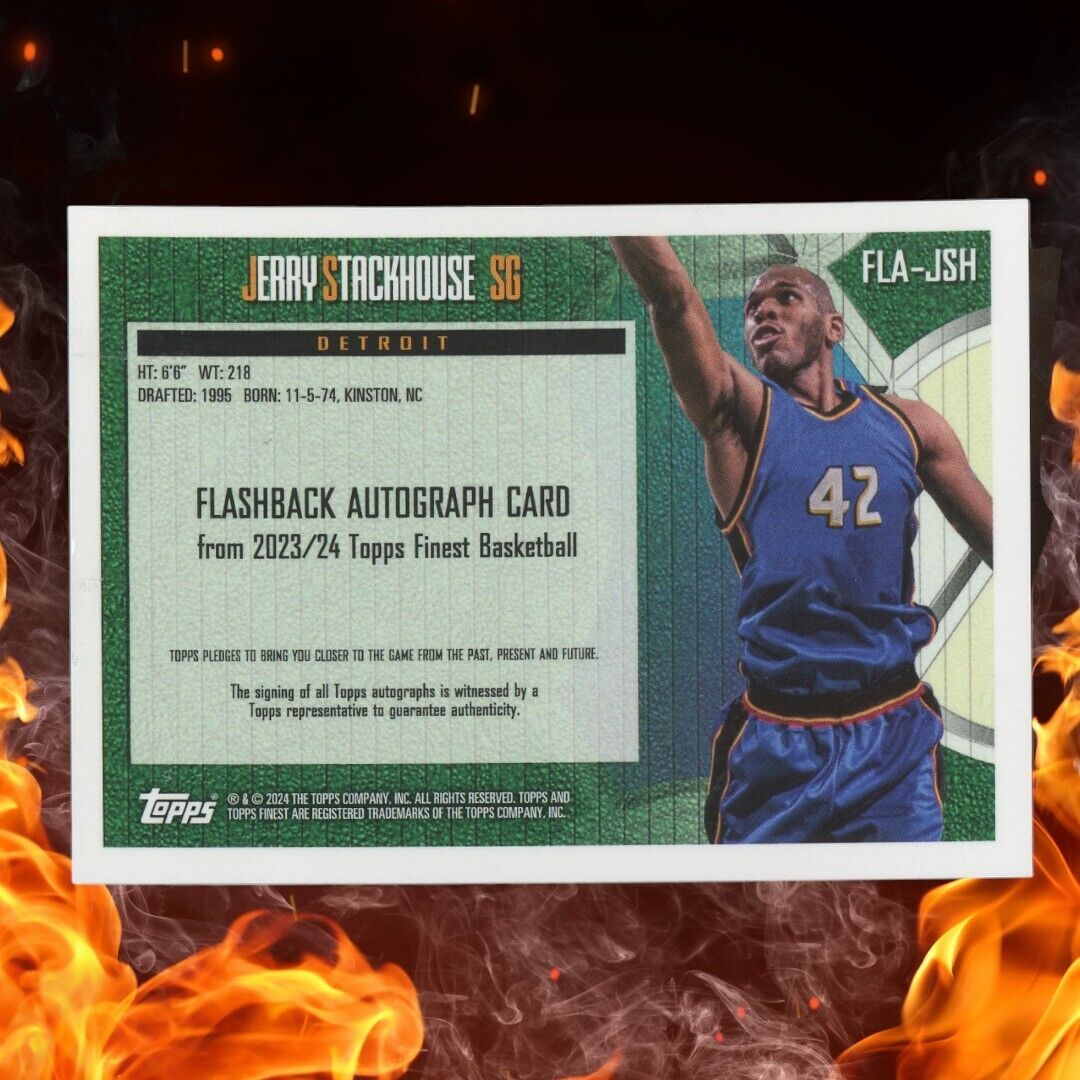 2023-24 Topps Finest NBA JERRY STACKHOUSE Flashback Auto /50 Gold Refractor #JSH