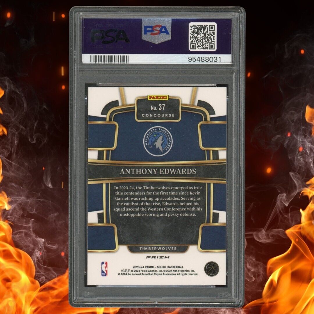 2023-24 Panini Select ANTHONY EDWARDS Green / White / Purple Prizm PSA 10 #37