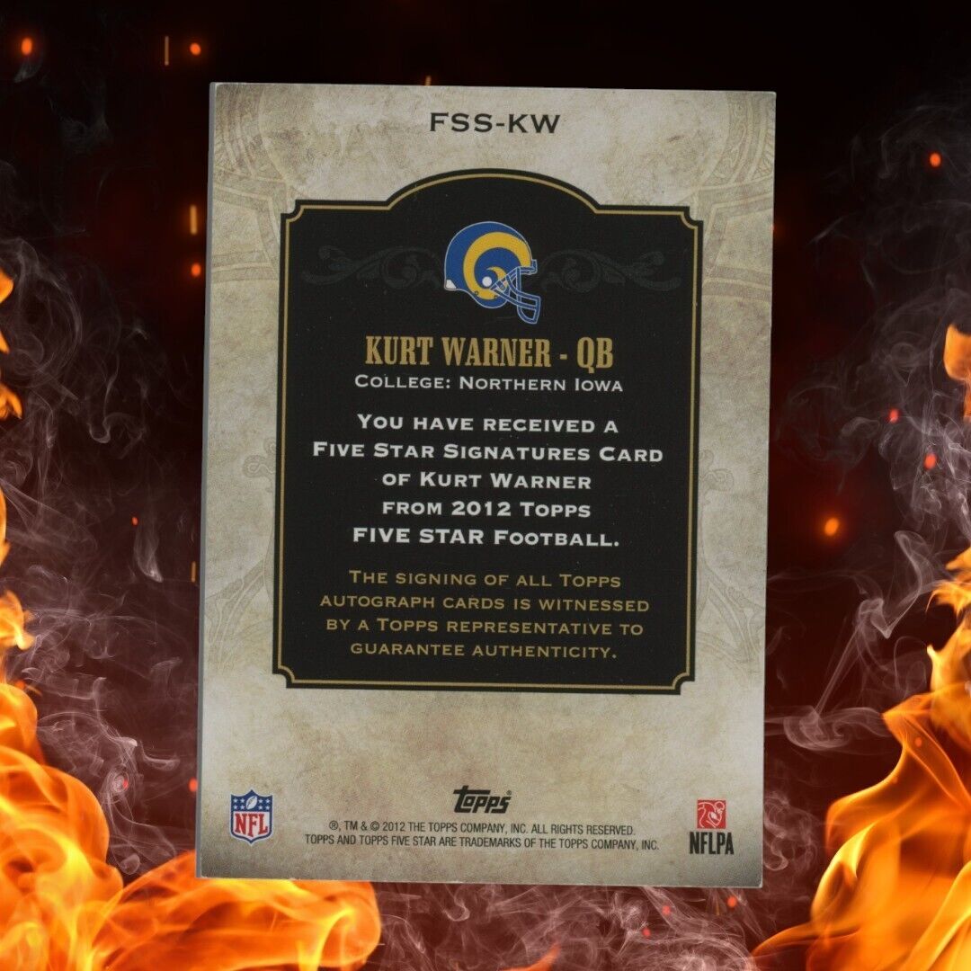 2012 Topps Five Star Football KURT WARNER Auto /85 Silver Border #FSS-KW
