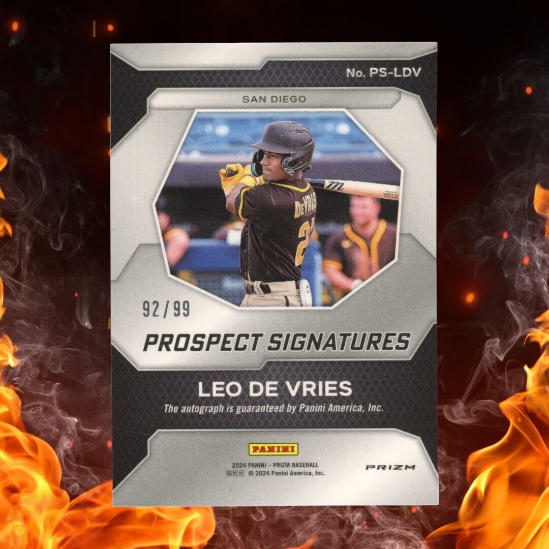2024 Panini Prizm Baseball LEO DE VRIES Prospect Signatures /99 Red Prizm Auto