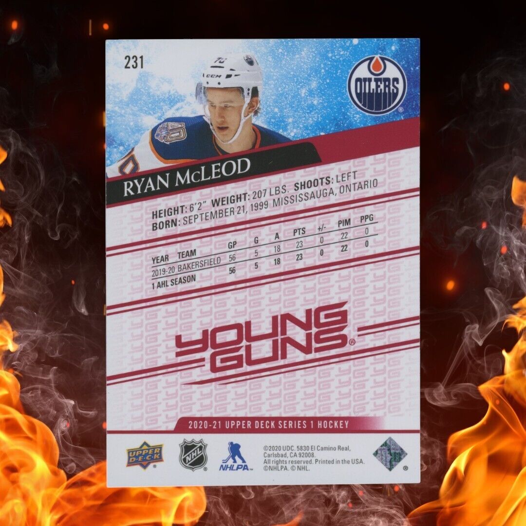 2020-21 Upper Deck RYAN MCLEOD Young Guns /100 UD Exclusives #231 Rookie