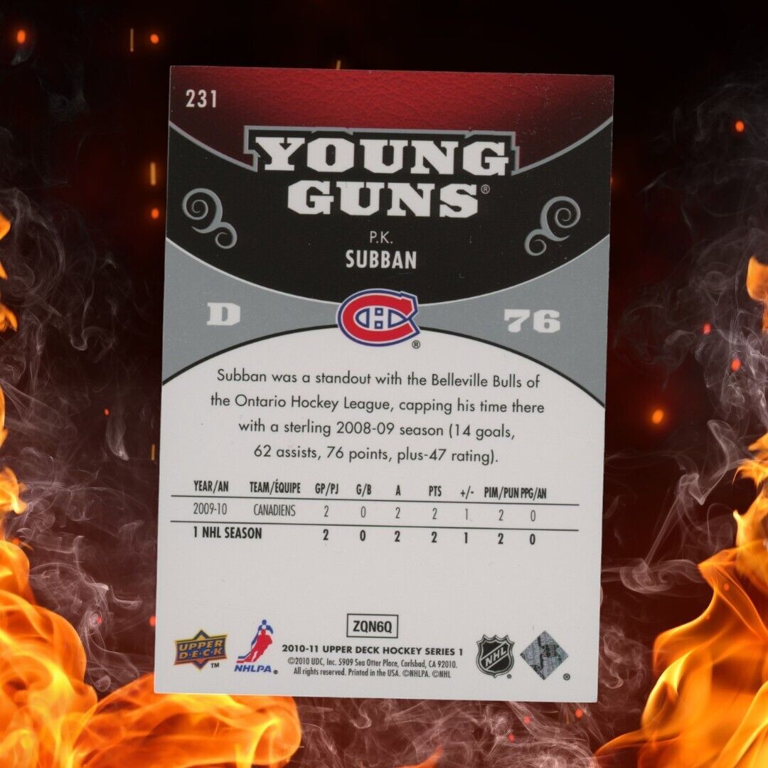 2010-11 Upper Deck P.K. SUBBAN Young Guns #231 Rookie