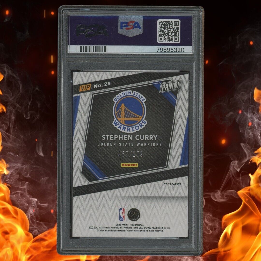 2023 Panini NSCC VIP Gold STEPHEN CURRY 199/199 Red Sparkle PSA 10 #25 Bookend