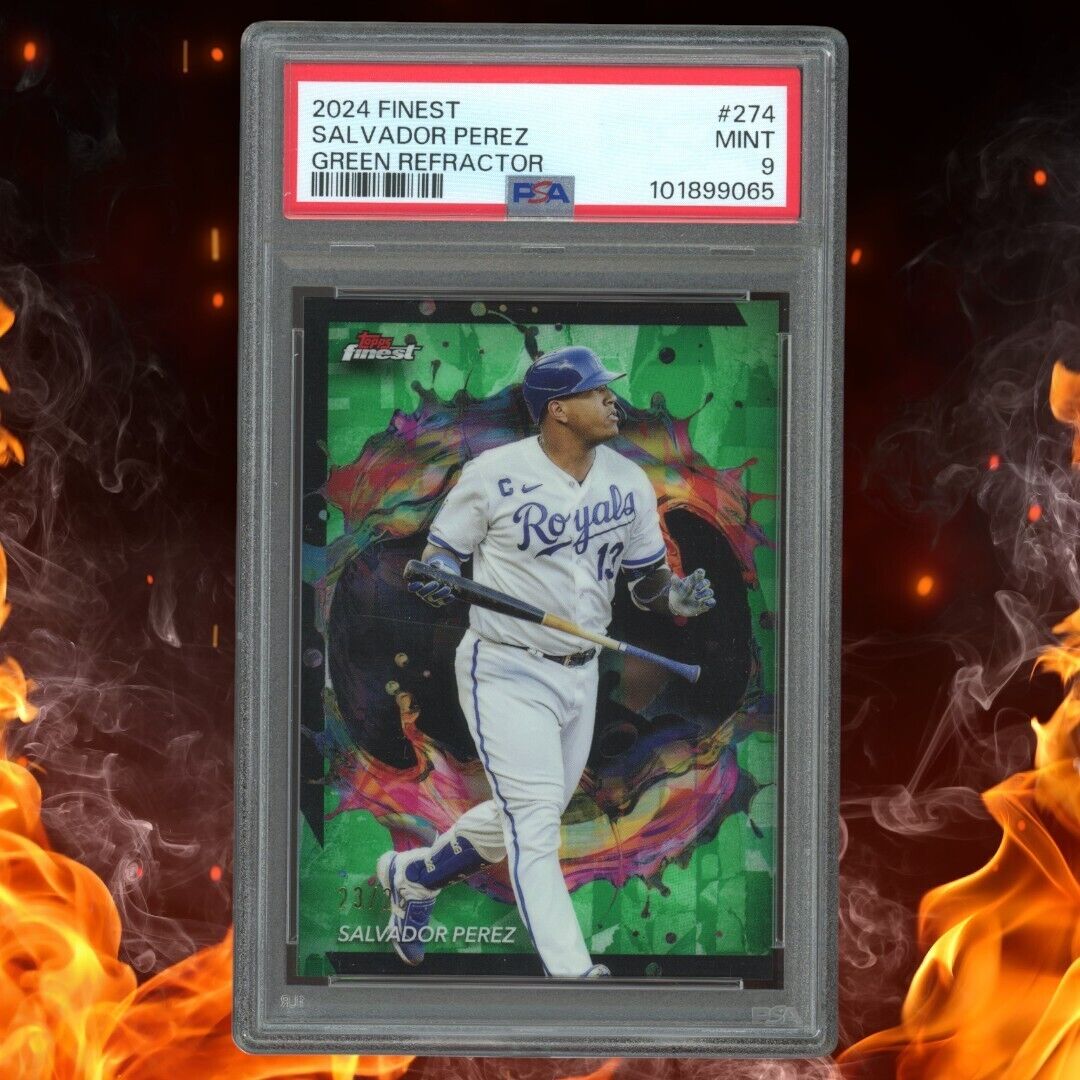 2024 Topps Finest SALVADOR PEREZ /25 Green Refractor PSA 9 #274