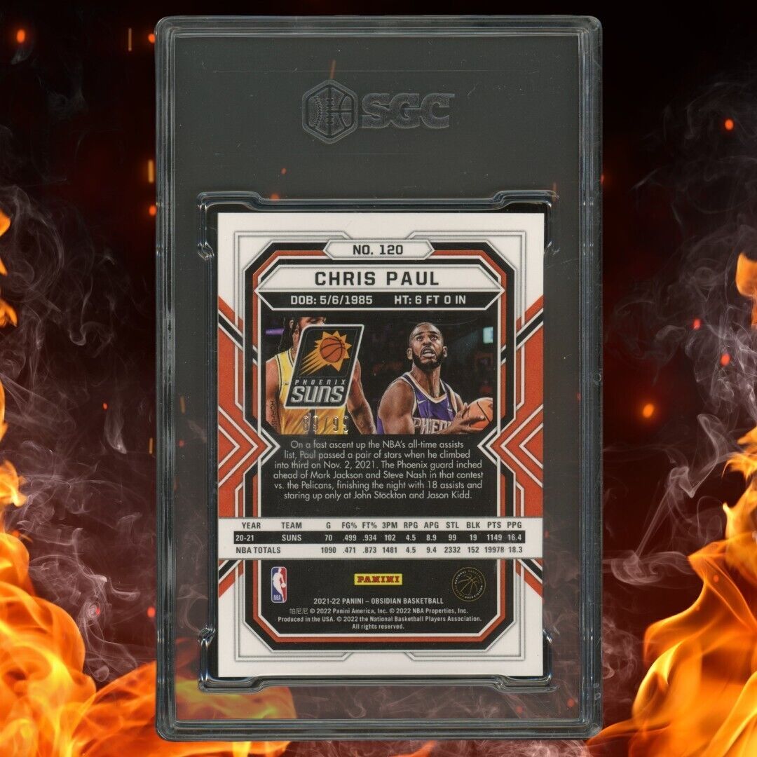 2021-22 Panini Obsidian CHRIS PAUL /99 Electric Etch Red / Yellow / Green SGC 10