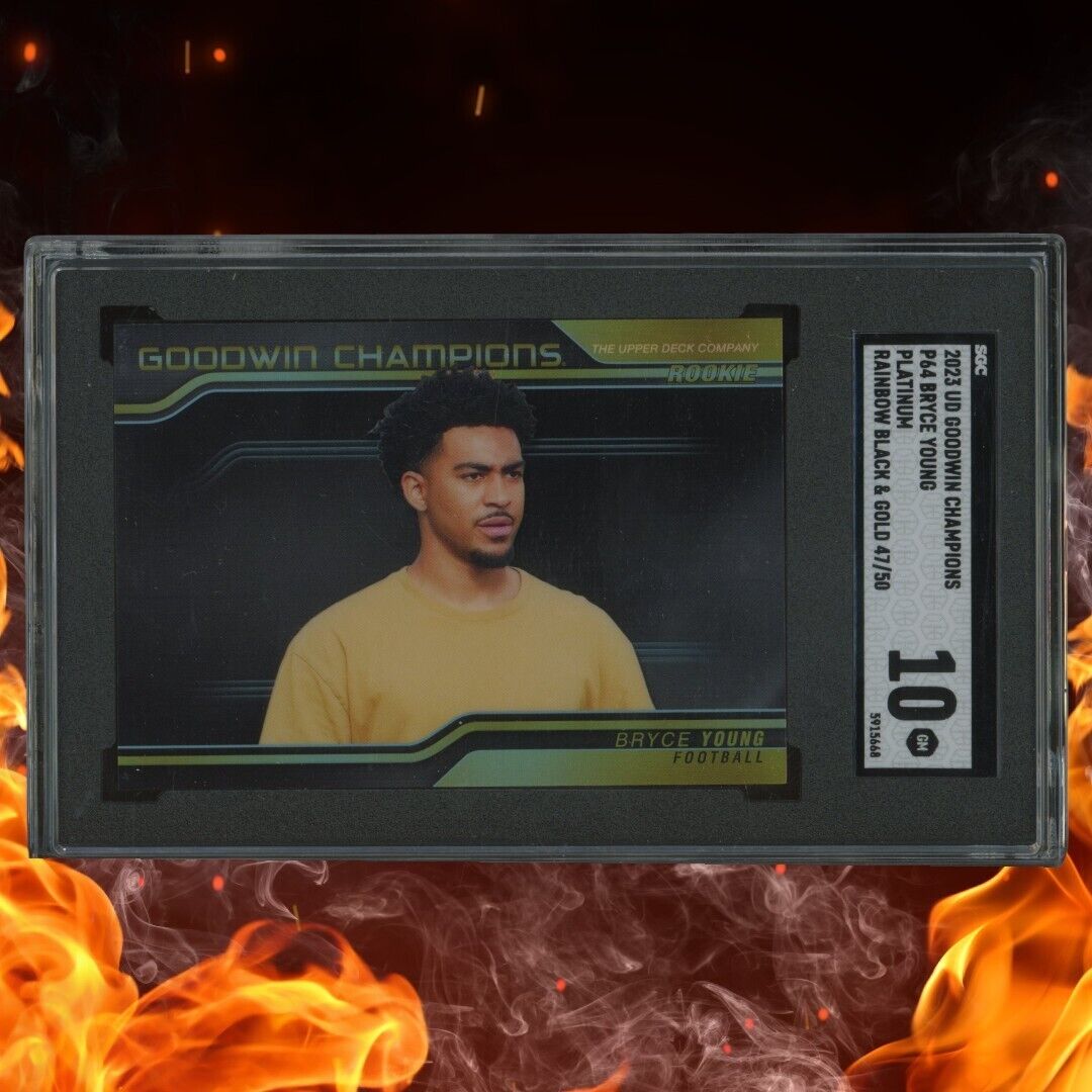2023 UD Goodwin Champions BRYCE YOUNG Rookie /50 Platinum Black Gold SGC 10 #P64