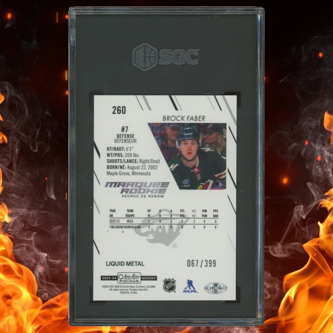 2023-24 O-Pee-Chee Platinum BROCK FABER Marquee Rookie /399 Liquid Metal SGC 9