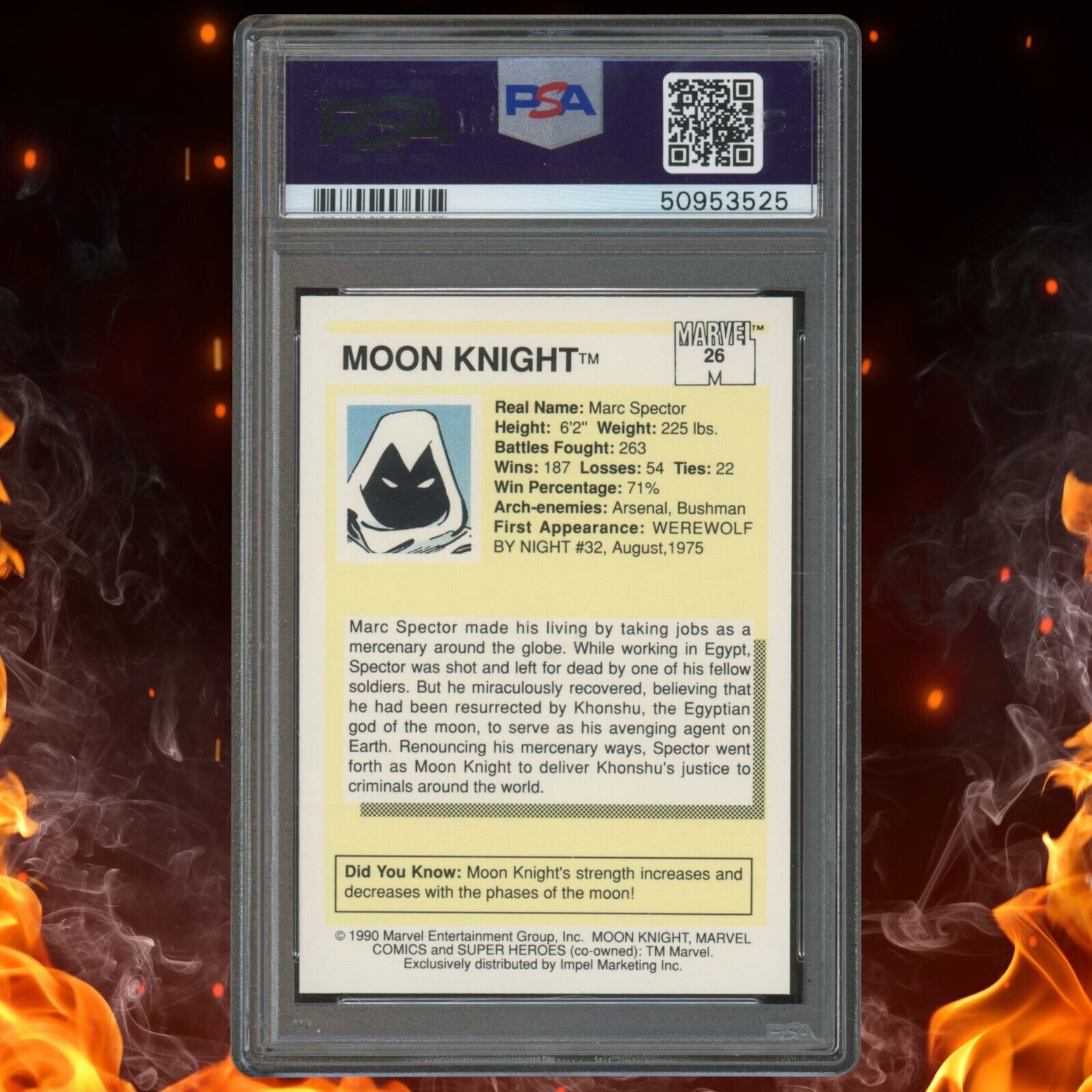 1990 Marvel Universe MOON KNIGHT Comics Super Heroes PSA 10 #26