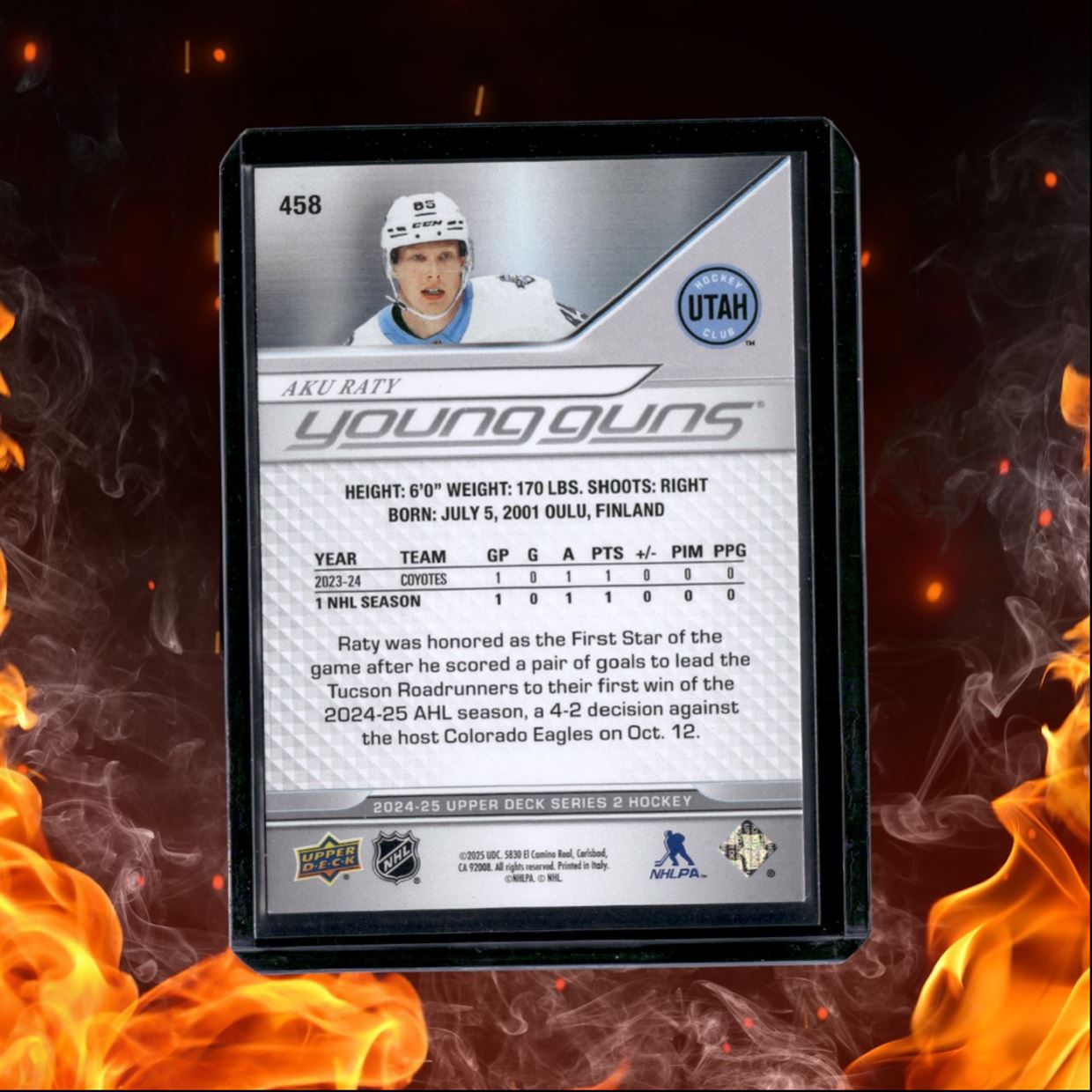2024-25 Upper Deck Aku Raty Young Guns (A) Rookie #458