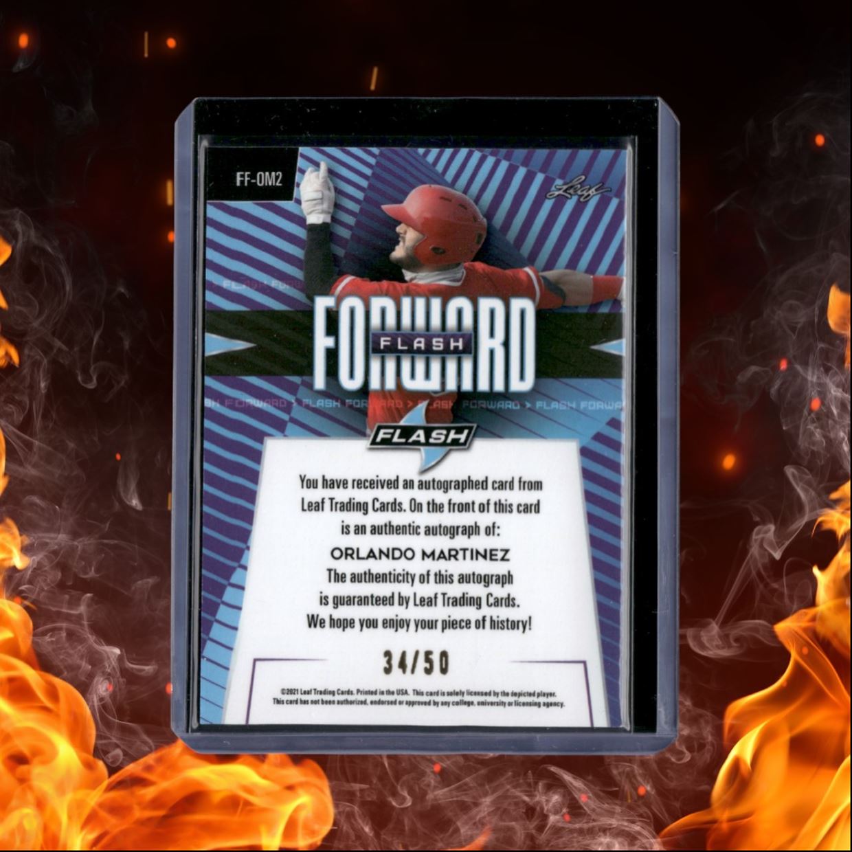 2021 Leaf Flash Orlando Martinez Prospect Flash Forward Platinum Blue Auto 34/50
