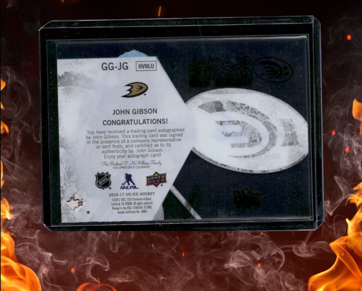 2016-17 Upper Deck ICE John Gibson Glacial Graphs Auto #GG-JG