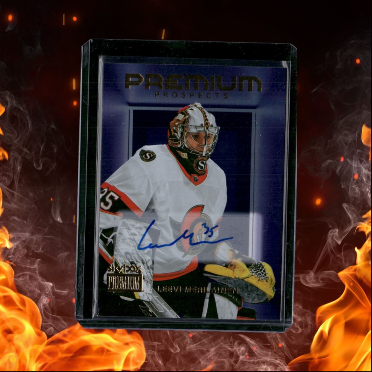 2023-24 SkyBox Metal Universe Leevi Merilainen Premium Prospects Star Sapphire