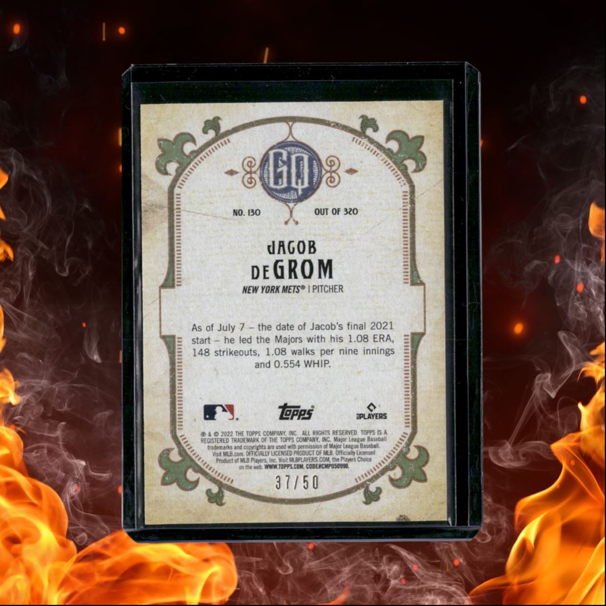 2022 Topps Gypsy Queen Jacob DeGrom Black and White 37/50 #130