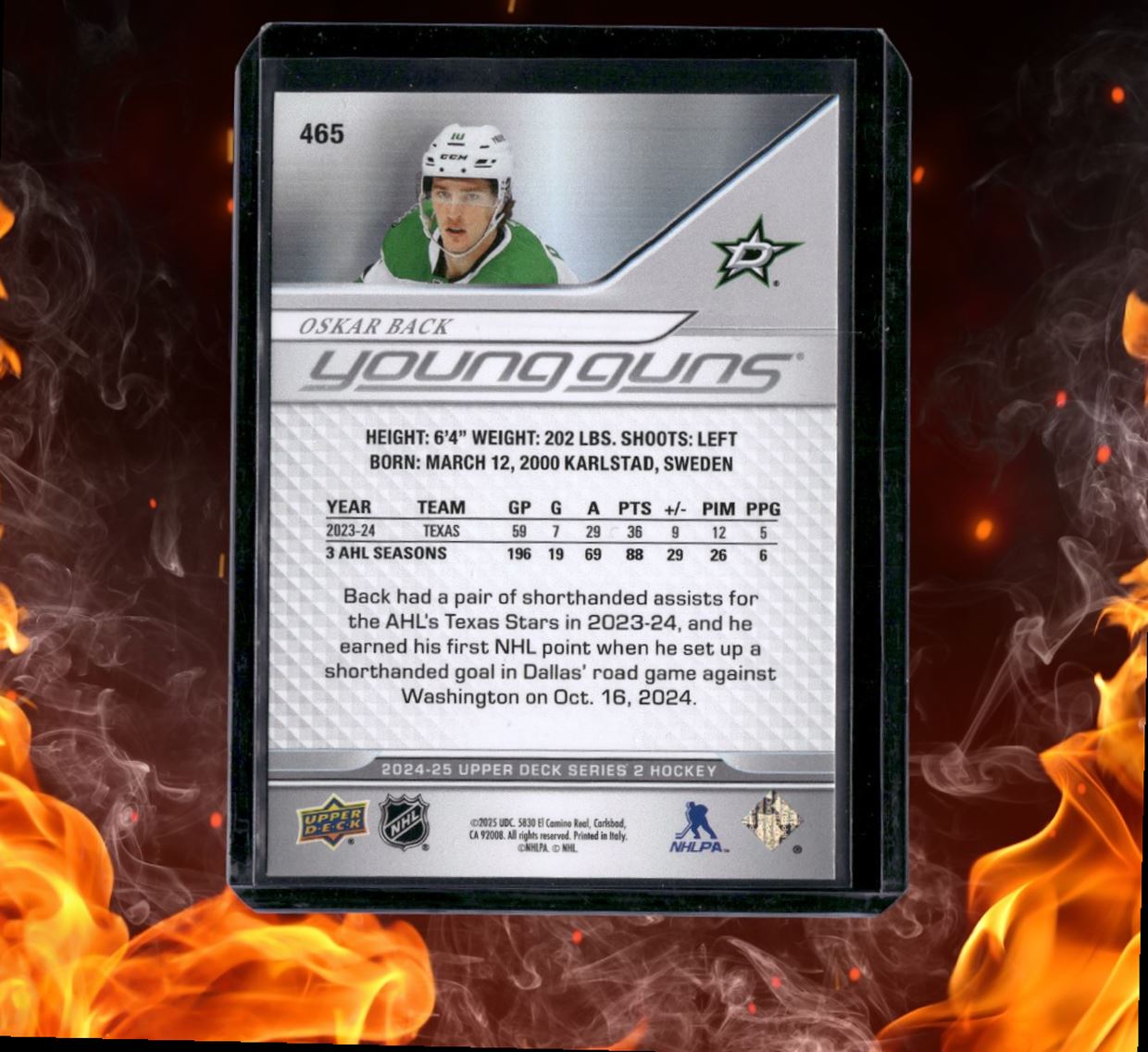 2024-25 Upper Deck Oskar Back Young Guns (D) Rookie #465