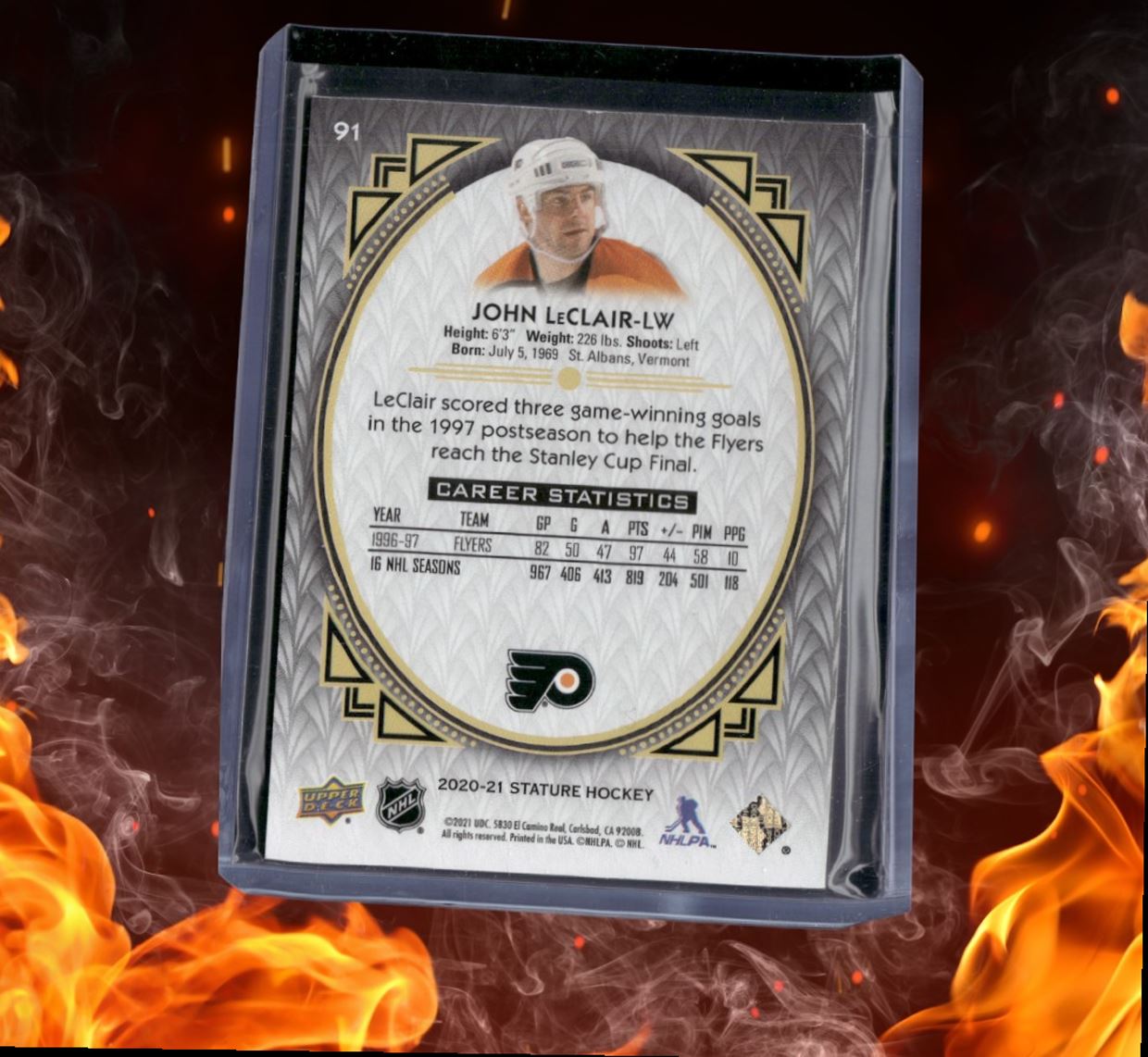 2020-21 Upper Deck Stature John LeClair Design Variant 67/99 #91