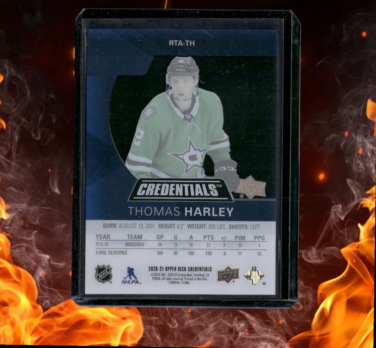 2020-21 Upper Deck Credentials Thomas Harley Debut Ticket Acces Acetate Rookie