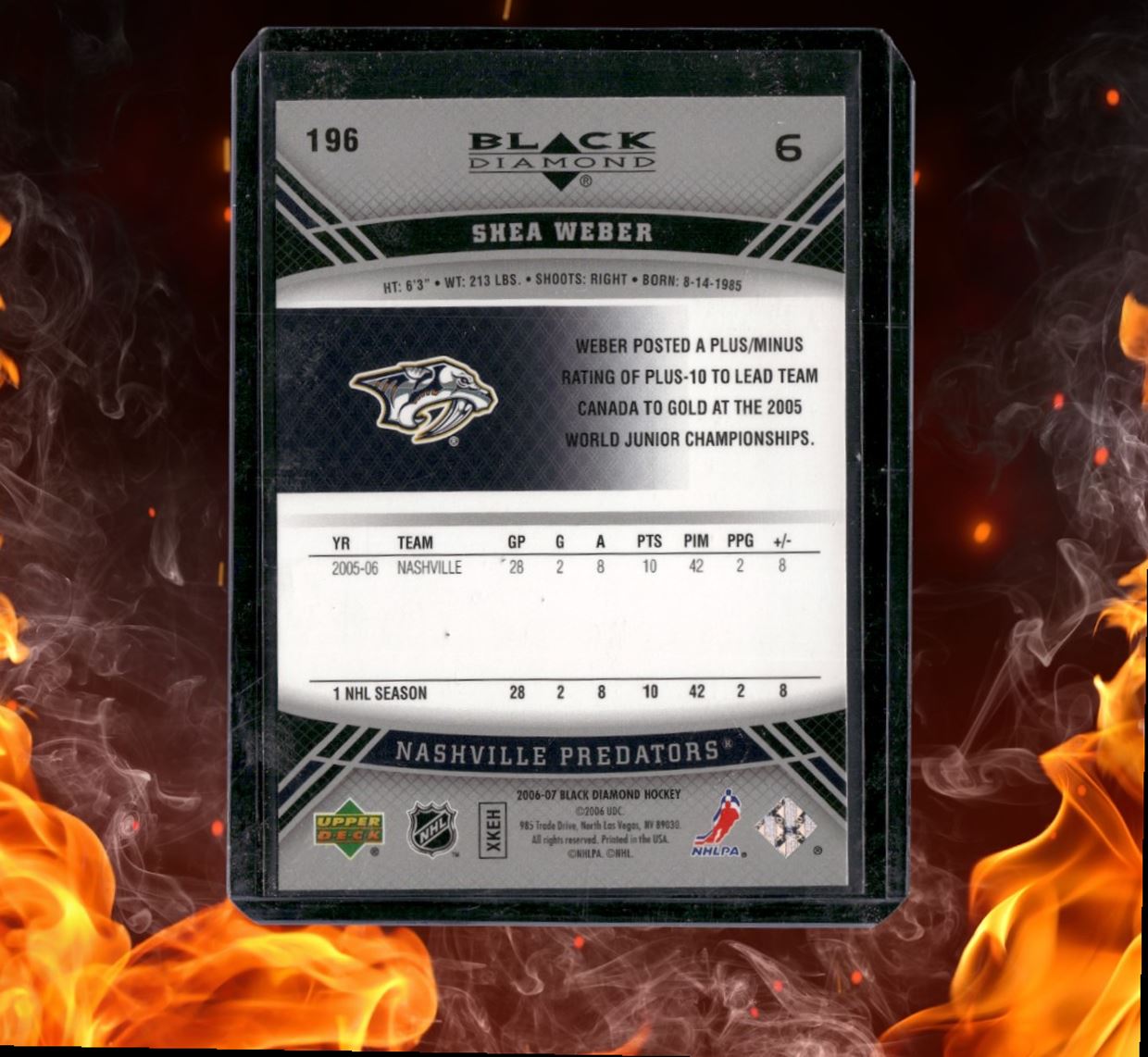 2006-07 Upper Deck Black Diamond Shea Weber Quad Diamond SP Rookie #196