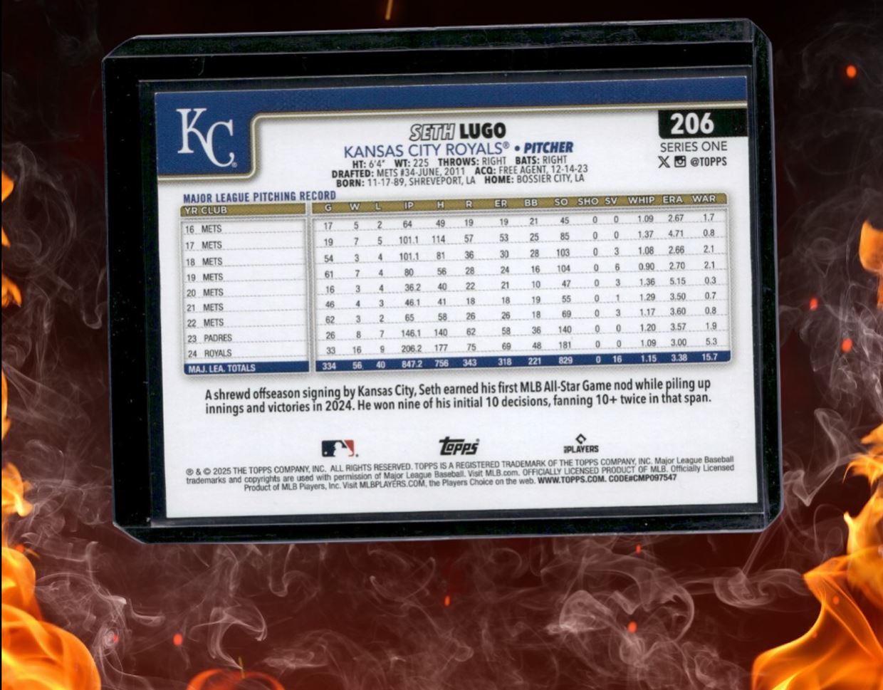 2025 Topps Seth Lugo Aqua Foil #206