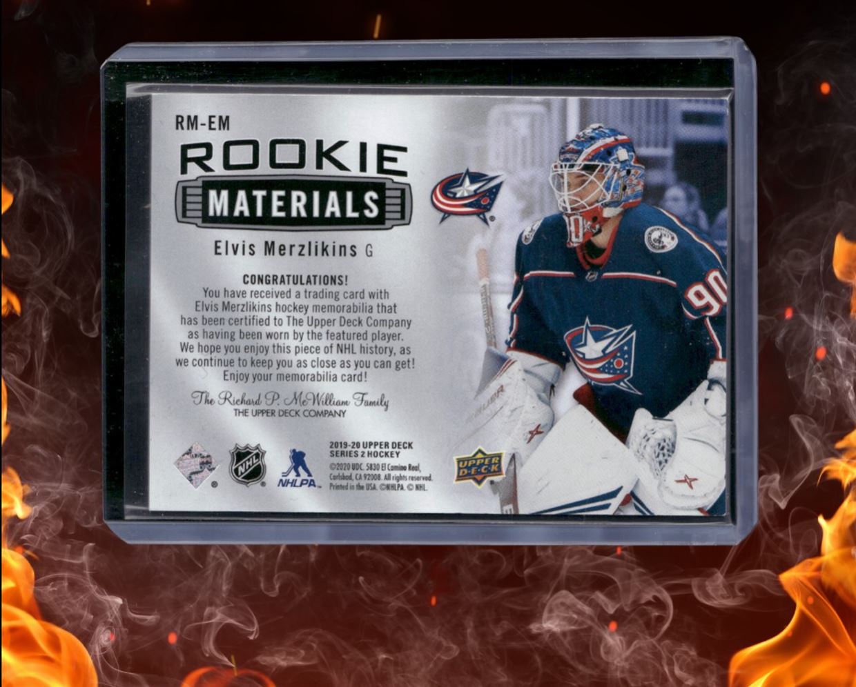 2019-20 Upper Deck Elvis Merzlikins Materials Jersey Rookie #RM-EM