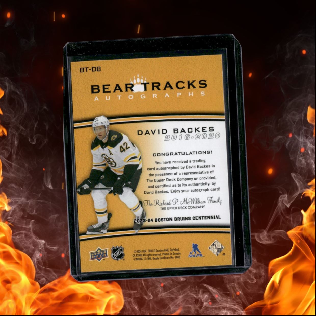 2023-24 Upper Deck Boston Bruins Centennial David Backes Bear Tracks Auto #BT-DB