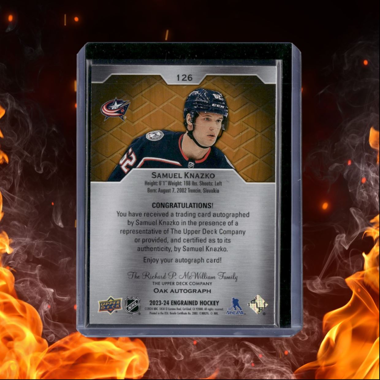 2023-24 Upper Deck Engrained Samuel Knazko Oak Rookie Auto #126