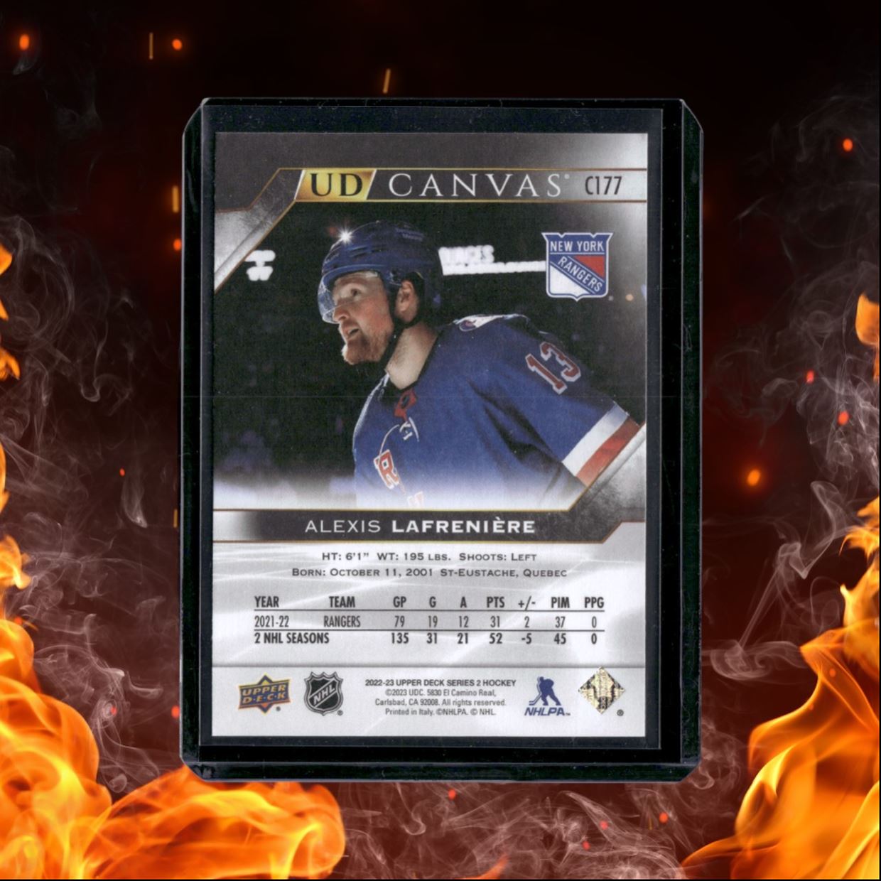 2022-23 Upper Deck Alexis Lafreniere Black & White Canvas SP #C177
