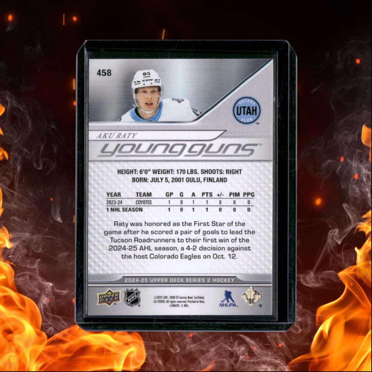 2024-25 Upper Deck Aku Raty Young Guns (E) Rookie #458