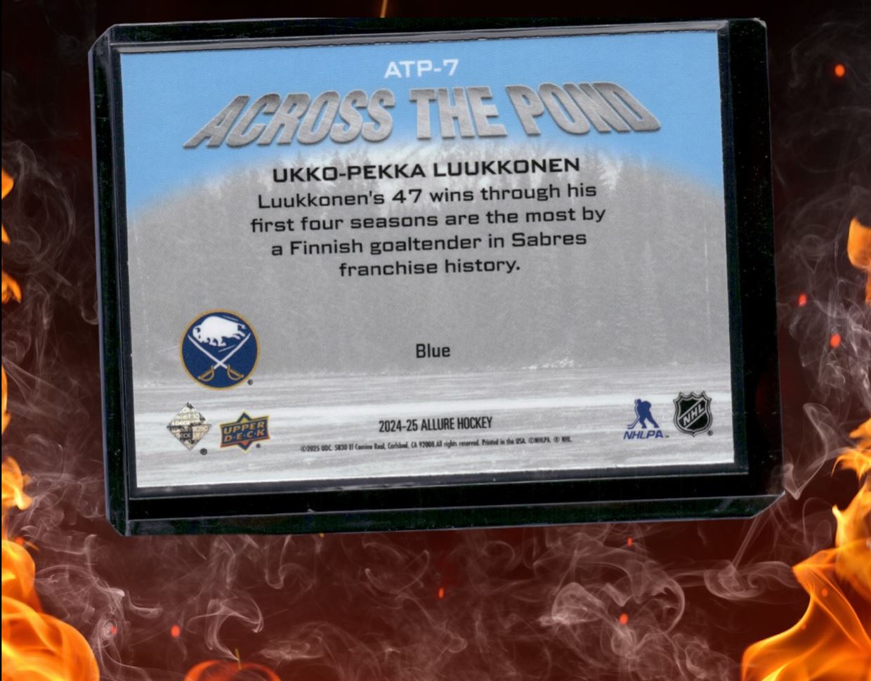 2024-25 Upper Deck Allure Ukko-Pekka Luukkonen Across the Pond Blue #ATP-7