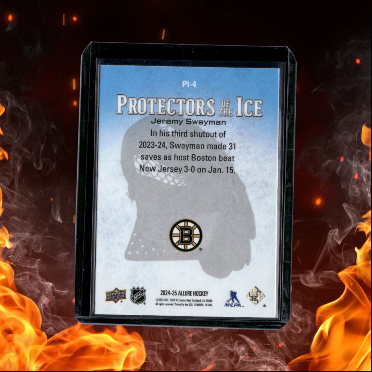2024-25 Upper Deck Allure Jeremy Swayman Protectors of the Ice Red #PI-4