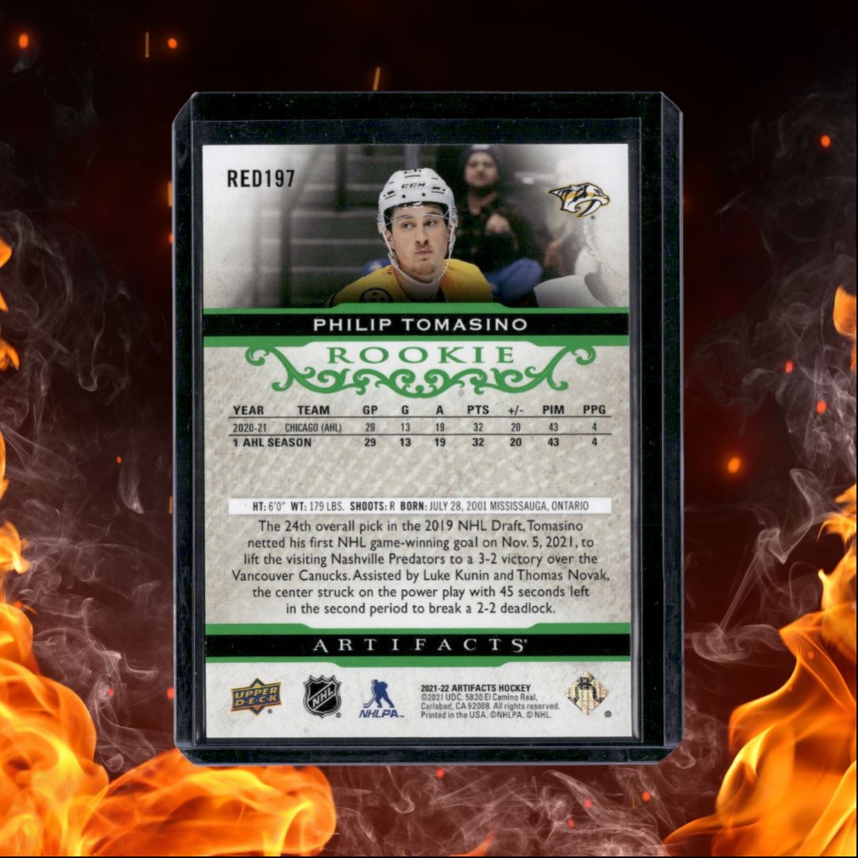 2021-22 Upper Deck Artifacts Philip Tomasino Emerald Green Rookie 19/99 #RED197