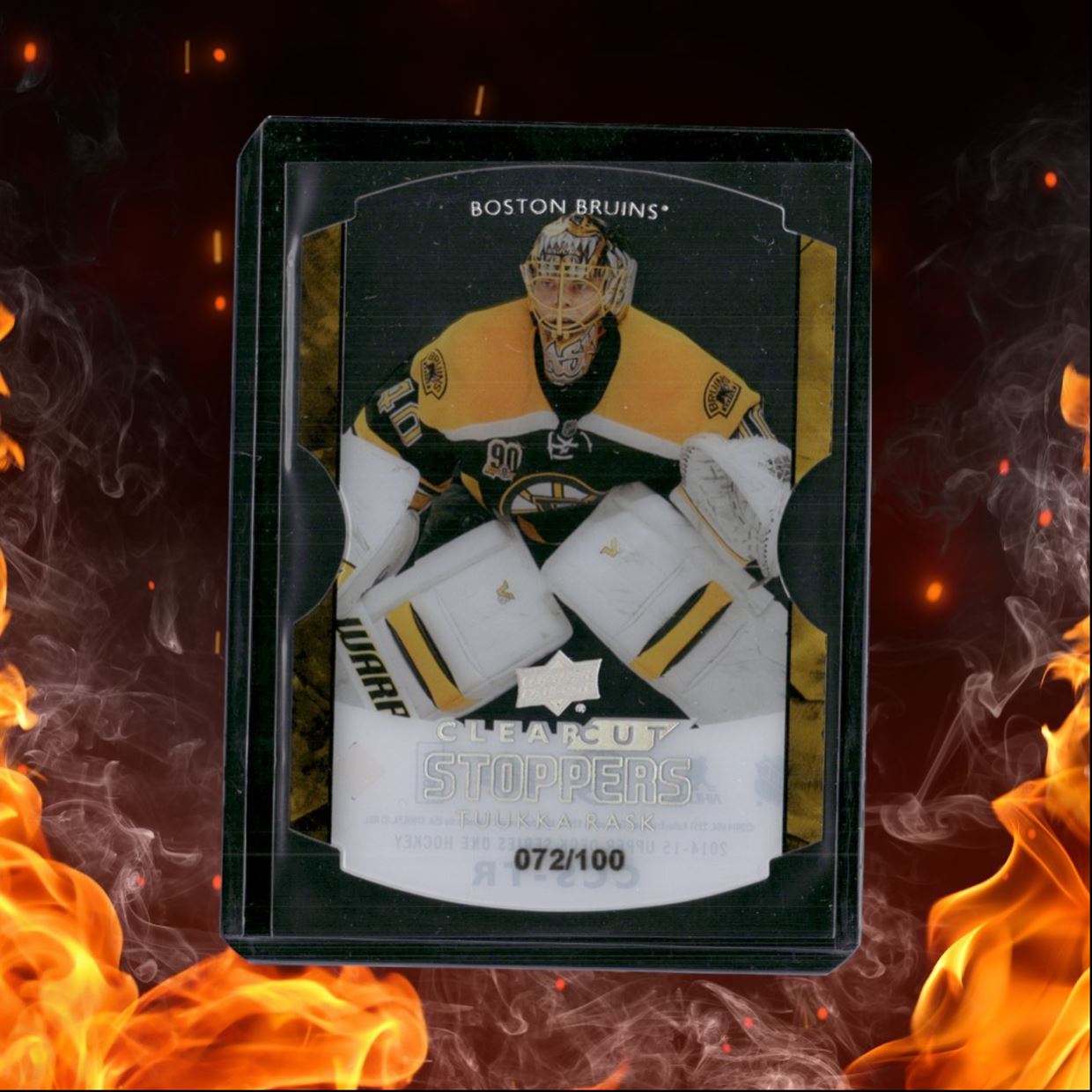 2014-15 Upper Deck Tuuka Rask Clear Cut Stoppers Die-Cut 072/100 #CCS-TR